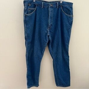 Vintage Wrangler Men’s Rugged Wear Leather Label  Jeans Size 40X30 Made In USA